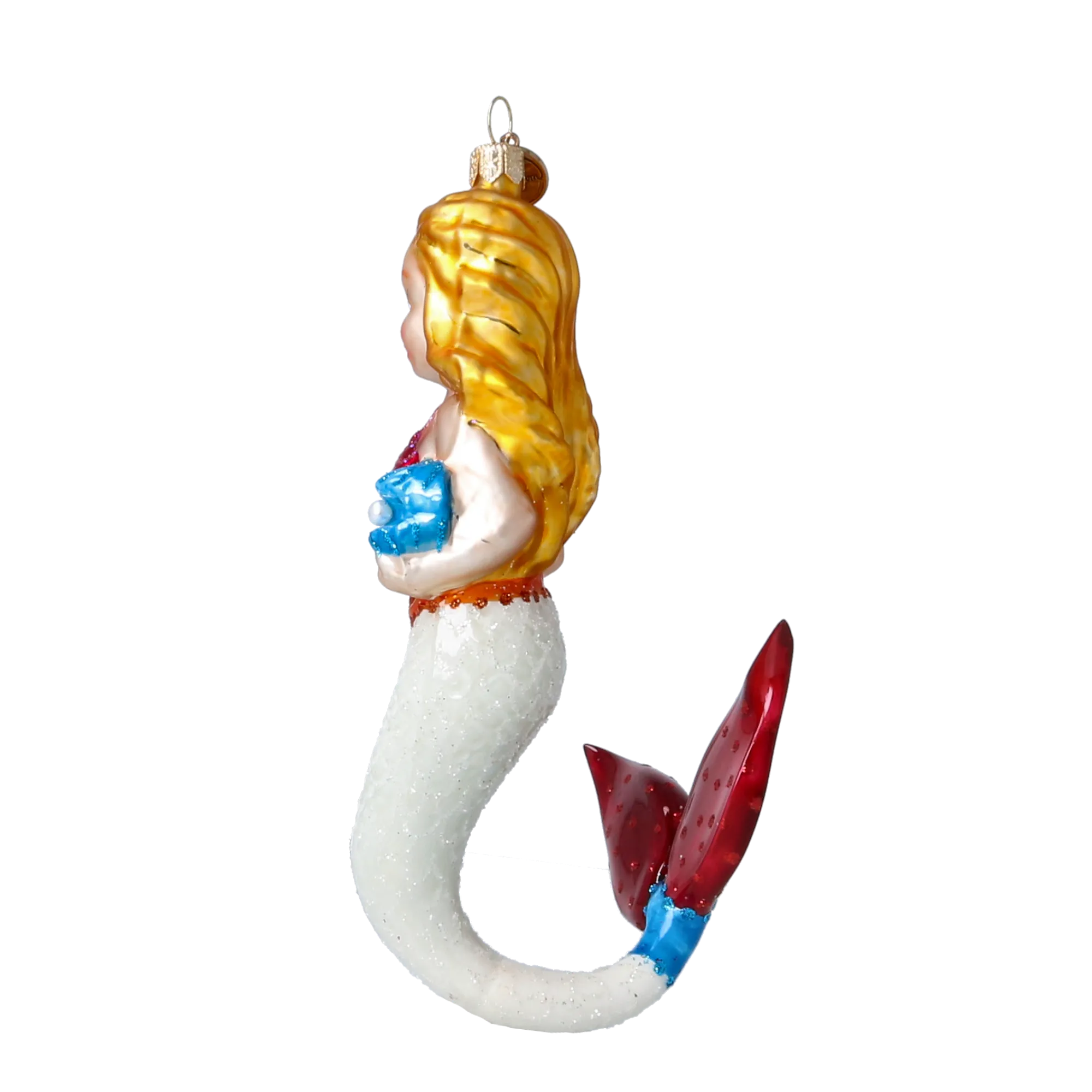 Pearl and Crimson Mermaid Premium christmas glass ornament 2020-282
