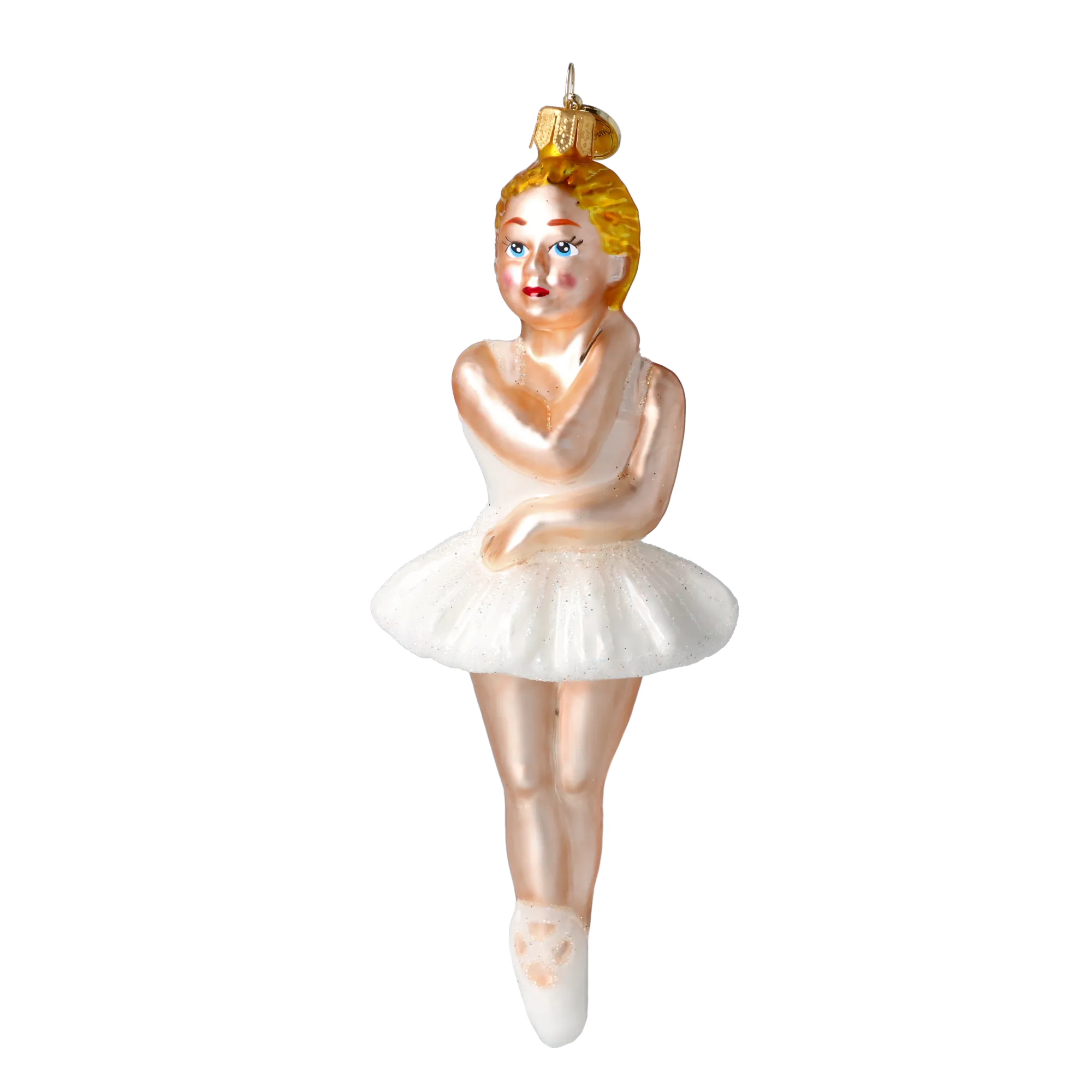 Ballerina - Ballerina in White. Handmade Glass Christmas ornament. 2020-285