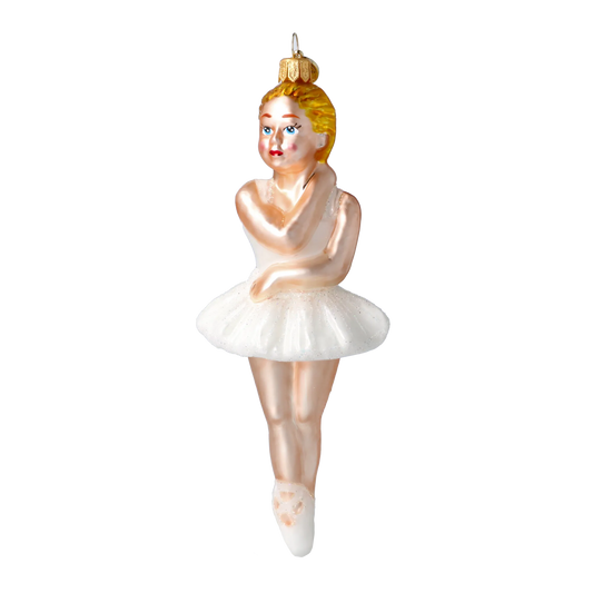 Ballerina - Ballerina in White. Handmade Glass Christmas ornament. 2020-285
