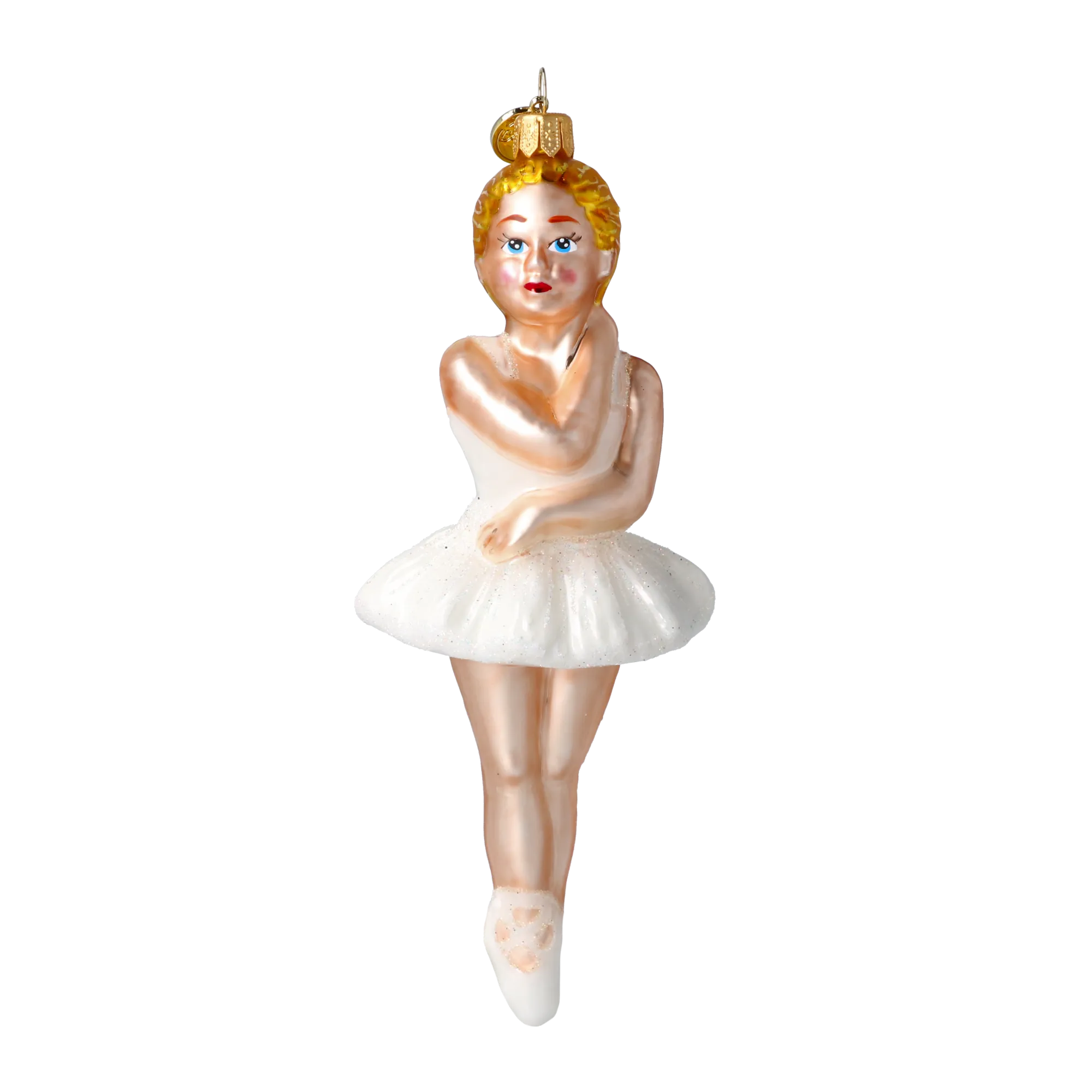 Ballerina - Ballerina in White. Handmade Glass Christmas ornament. 2020-285