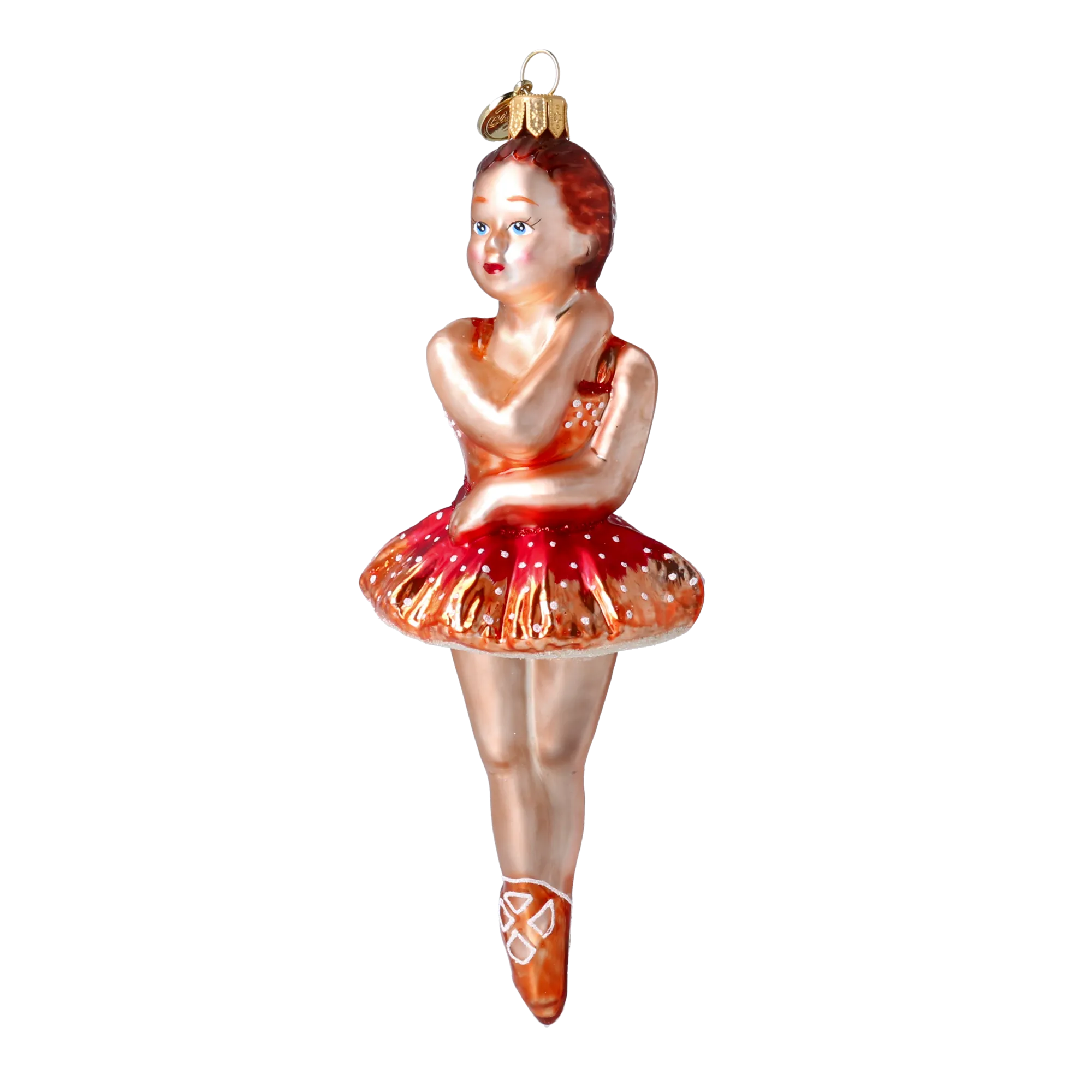 Pensive Crimson Prima | Hand-Painted Glass Ornament | Blubom 2020-289