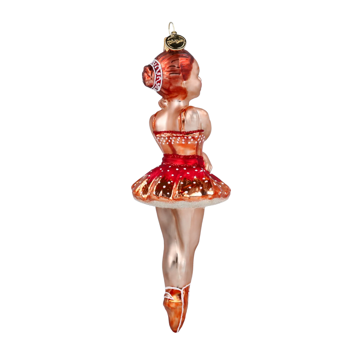 Pensive Crimson Prima | Hand-Painted Glass Ornament | Blubom 2020-289