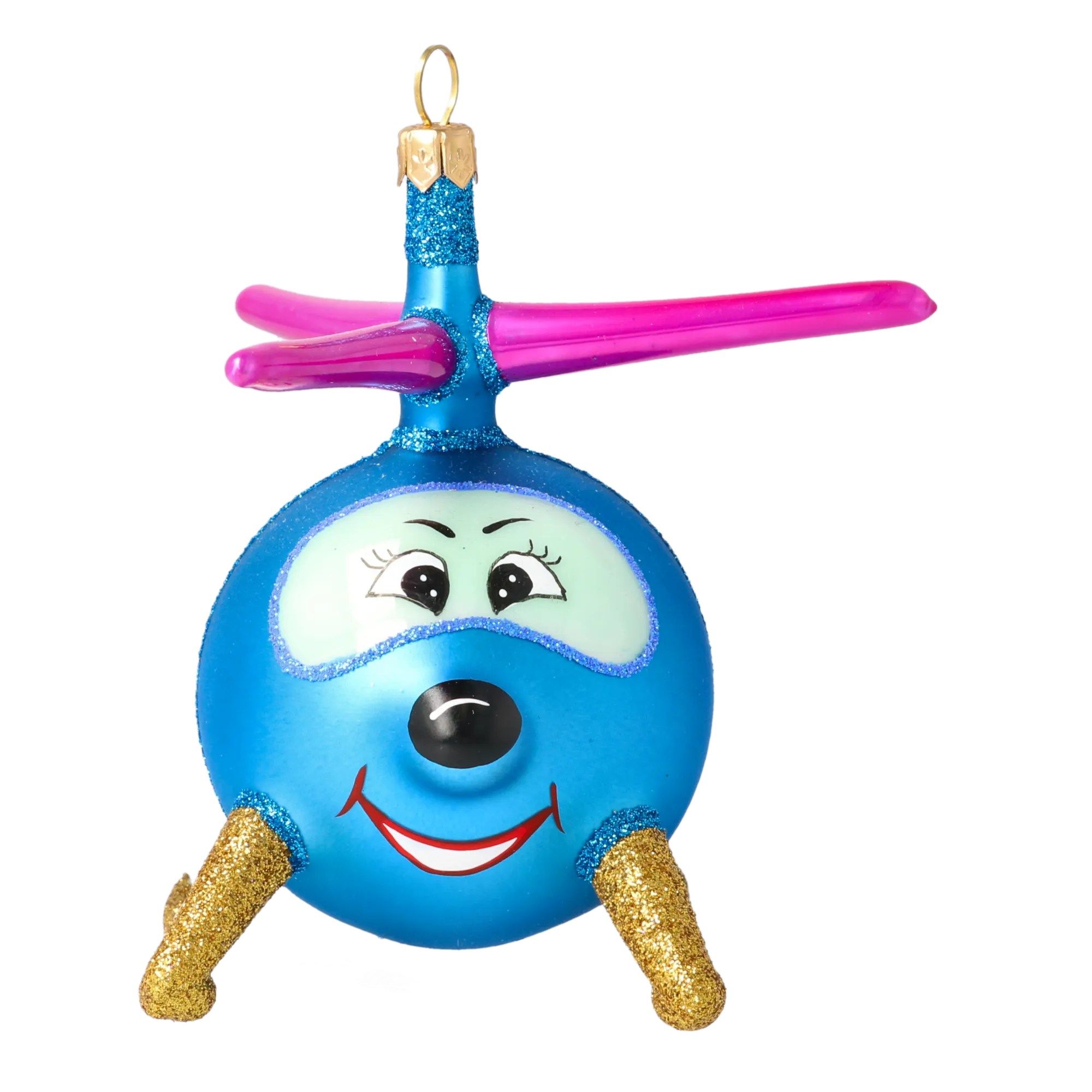 Sky Whirly the Helicopter Glass Christmas ornament free blowing 2020-300
