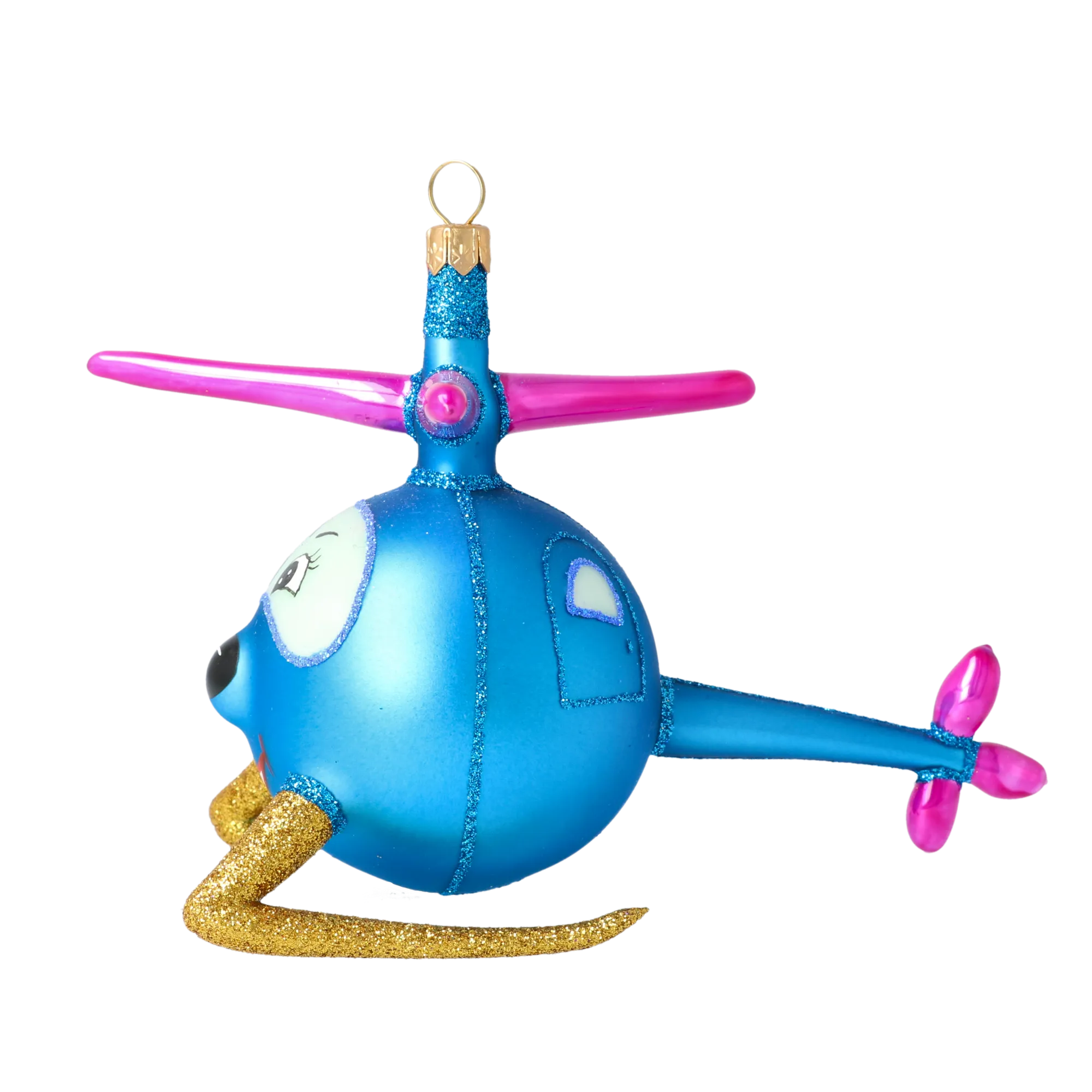 Sky Whirly the Helicopter Glass Christmas ornament free blowing 2020-300
