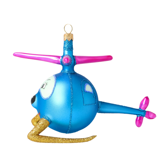 Sky Whirly the Helicopter Glass Christmas ornament free blowing 2020-300