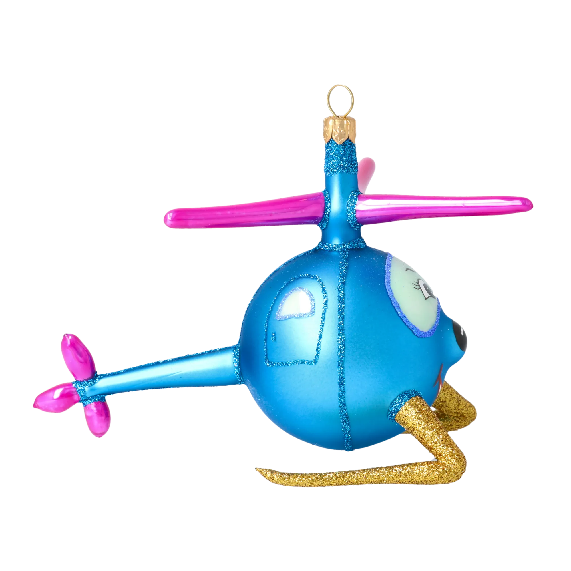 Sky Whirly the Helicopter Glass Christmas ornament free blowing 2020-300
