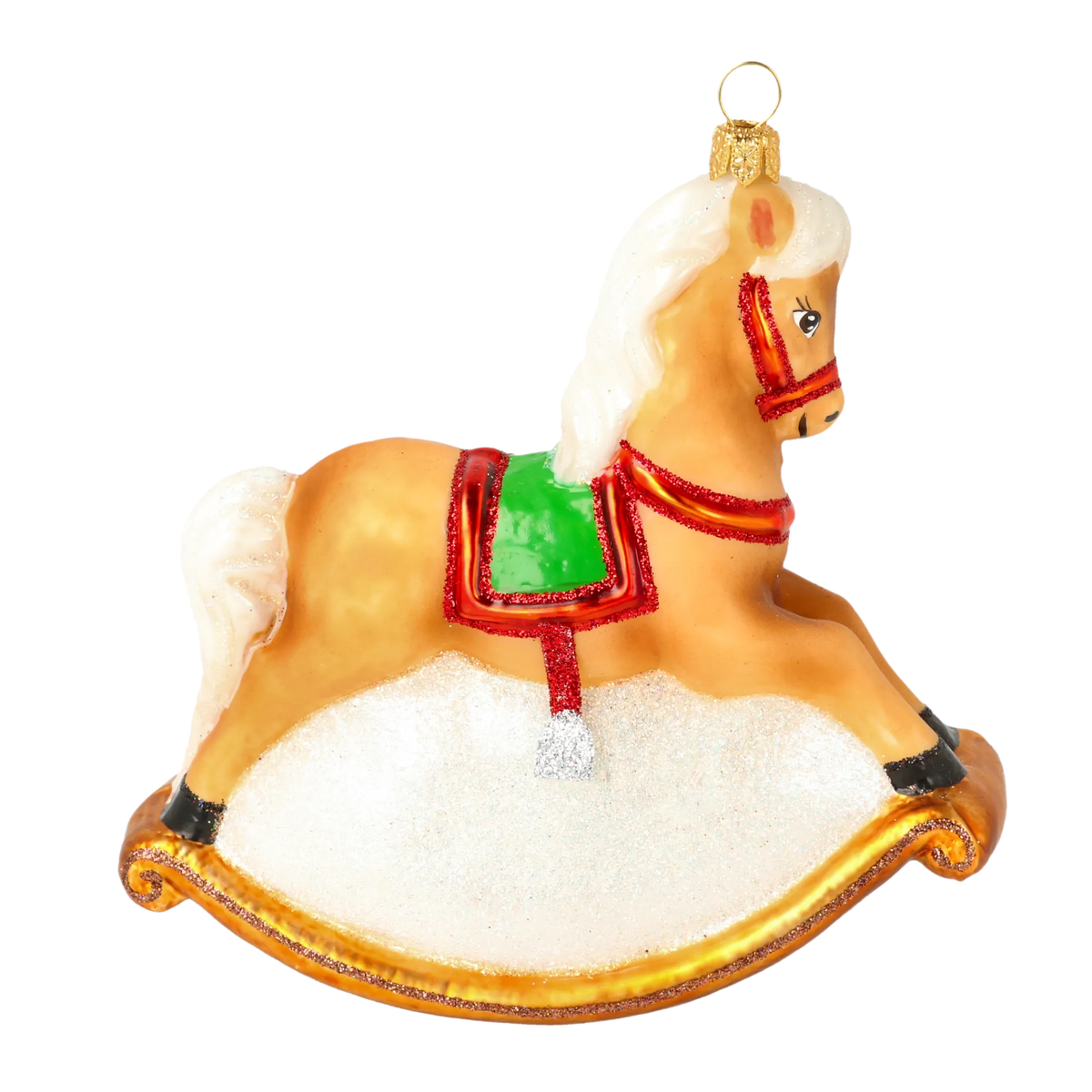Steed in Crimson Reins | Hand-Painted Glass Ornament | Blubom 2020-305