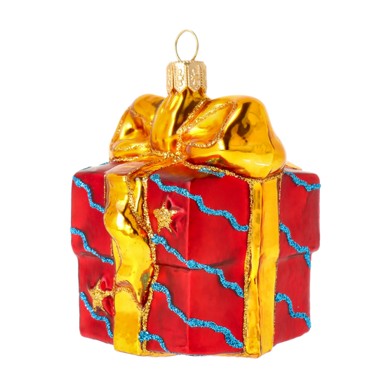 Golden Bow Crimson Gift Premium christmas glass ornament 2020-310