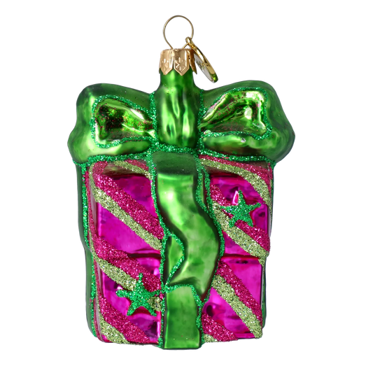 Emerald Ribbon Fuchsia Gift Premium christmas glass ornament 2020-312
