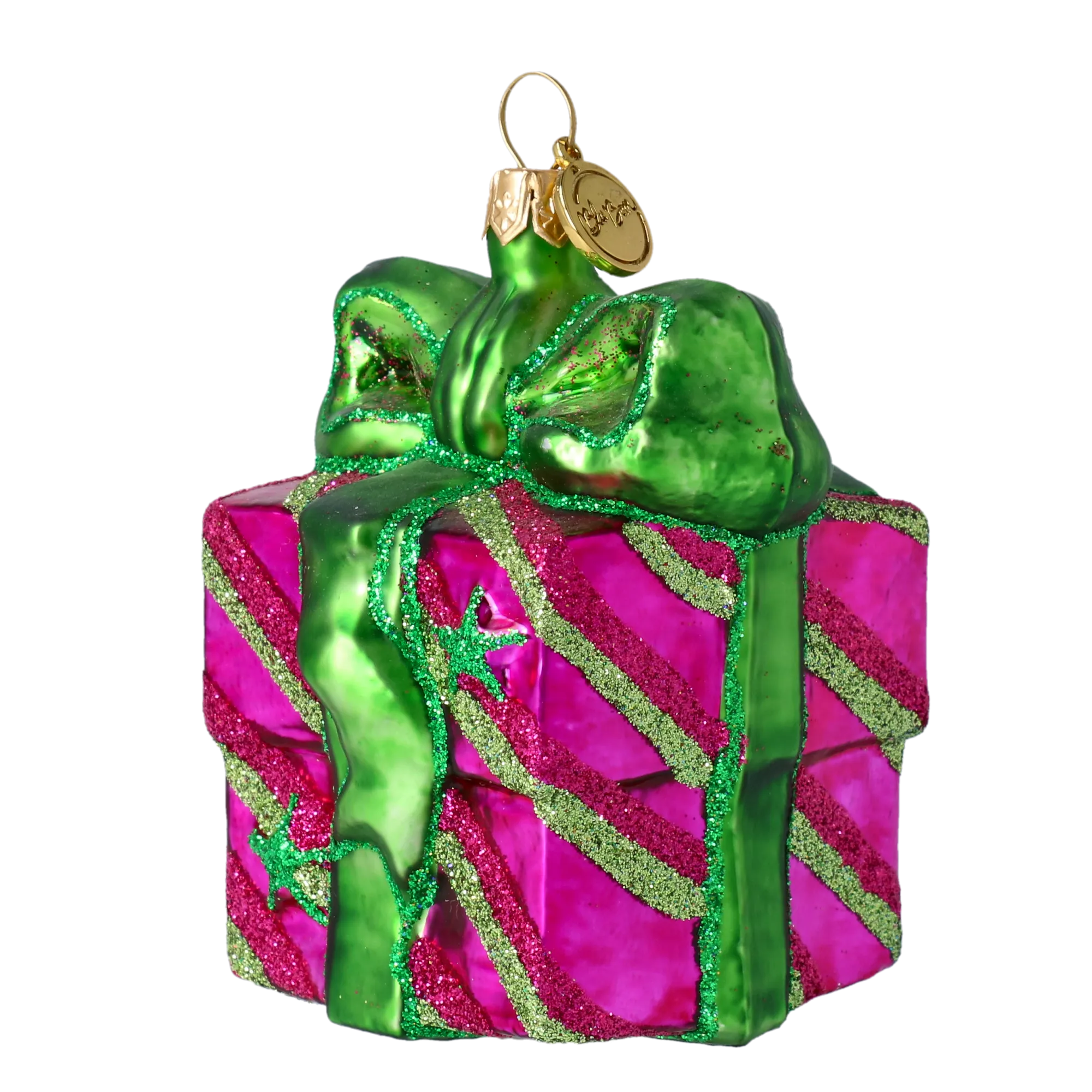 Emerald Ribbon Fuchsia Gift Premium christmas glass ornament 2020-312