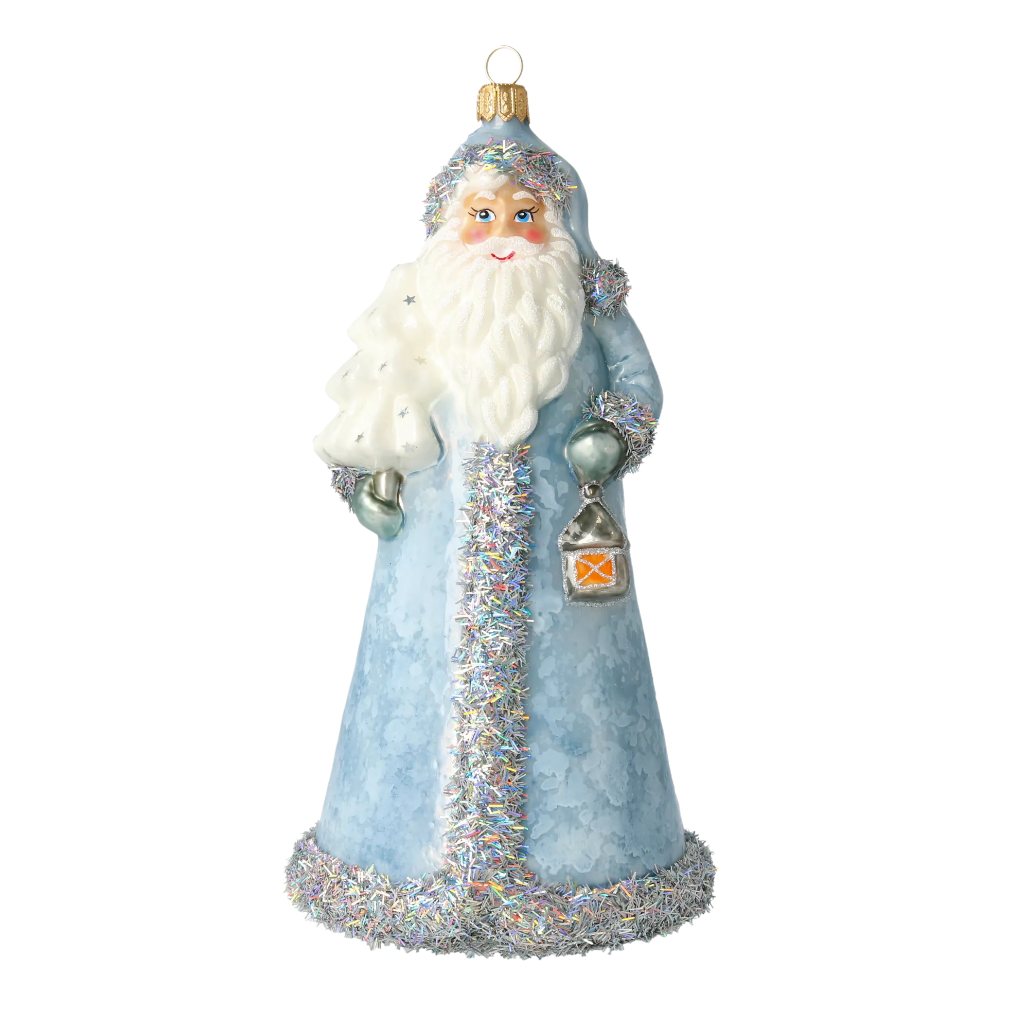 Frosted Blue Santa Claus Premium christmas glass ornament 2020-330