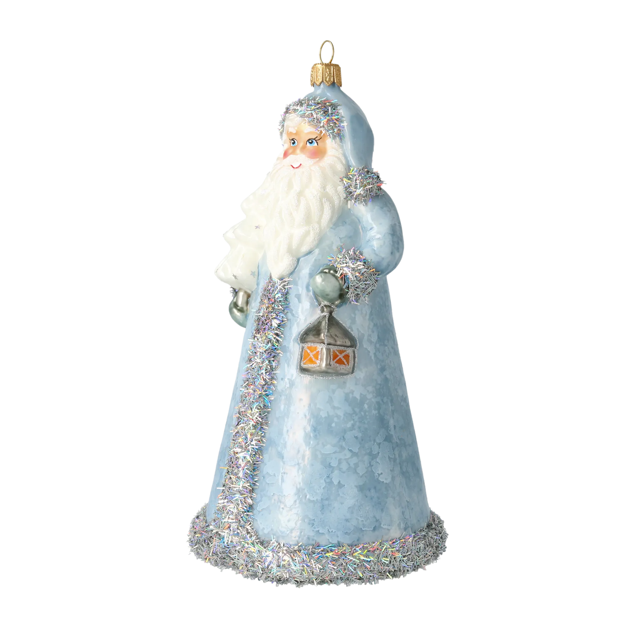 Frosted Blue Santa Claus Premium christmas glass ornament 2020-330