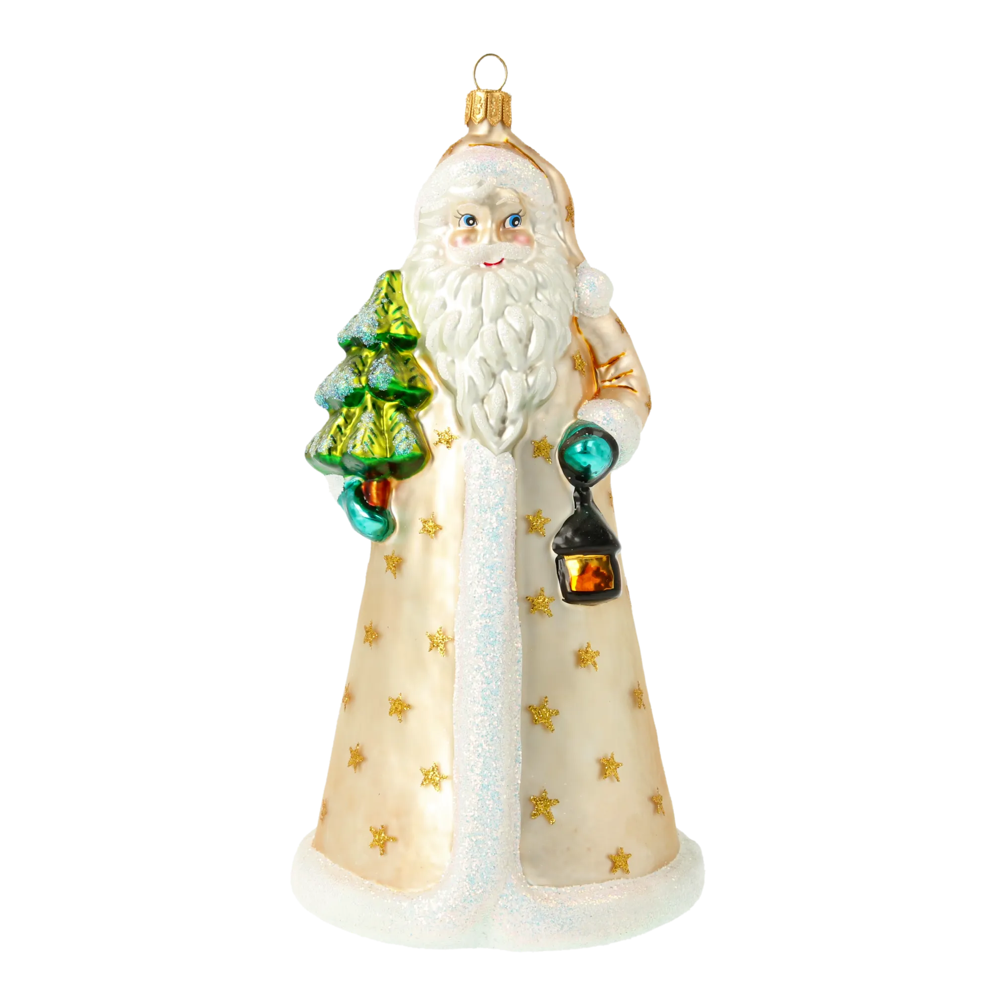 Starlit Ivory Santa Claus Premium christmas glass ornament 2020-334