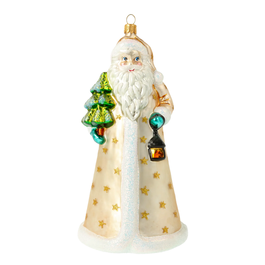 Starlit Ivory Santa Claus Premium christmas glass ornament 2020-334
