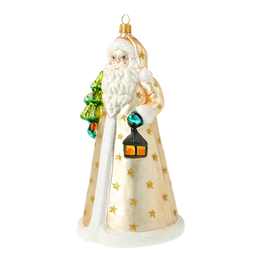 Starlit Ivory Santa Claus Premium christmas glass ornament 2020-334