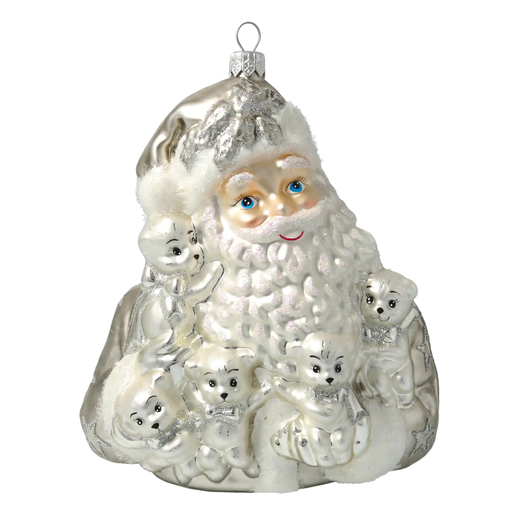 Mikołaj Z Misiami Szklana Ozdoba