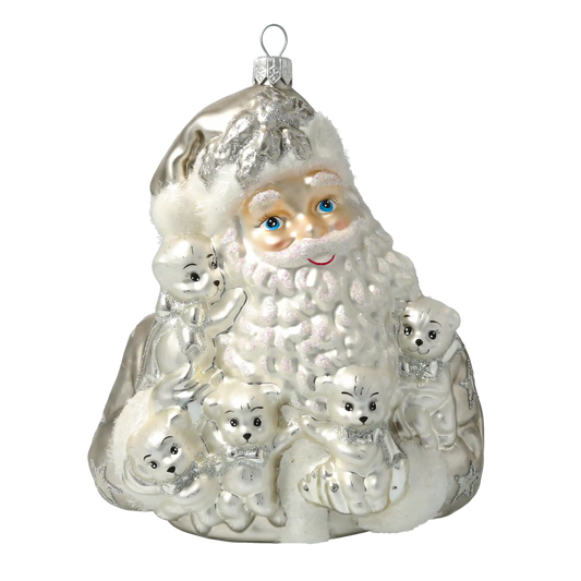 Mikołaj Z Misiami Szklana Ozdoba
