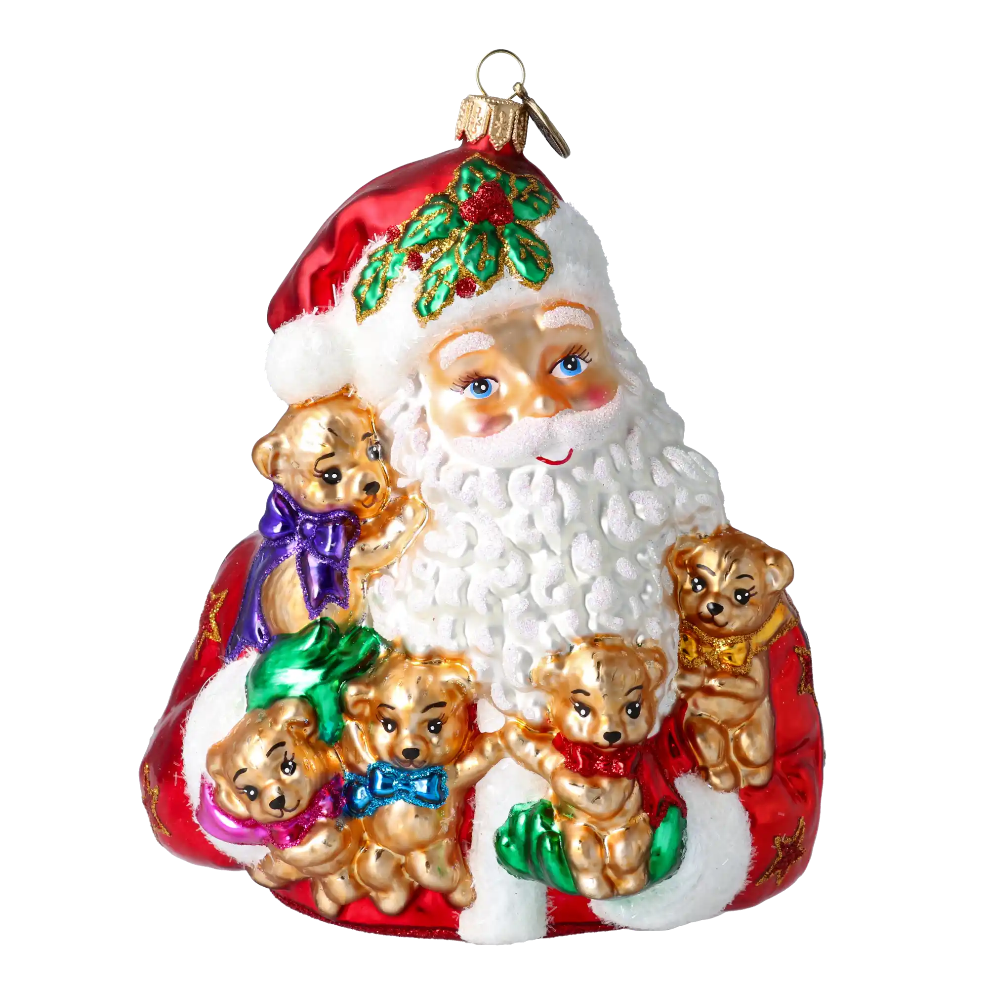 Mikołaj Z Misiami Szklana Ozdoba