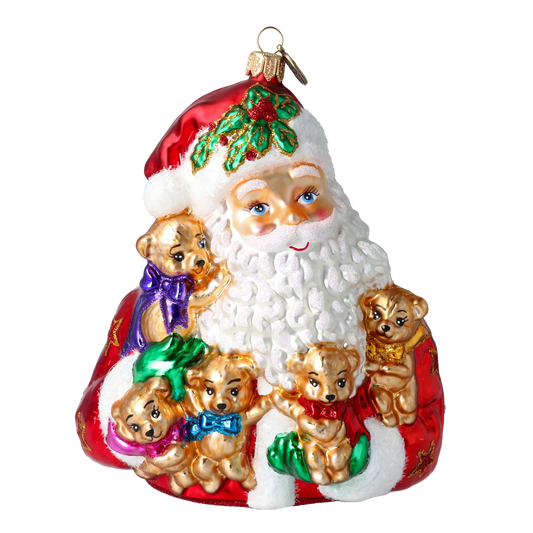Teddy Bears Christmas Gathering Handmade Glass Christmas Ornaments Santa Claus 2020-347