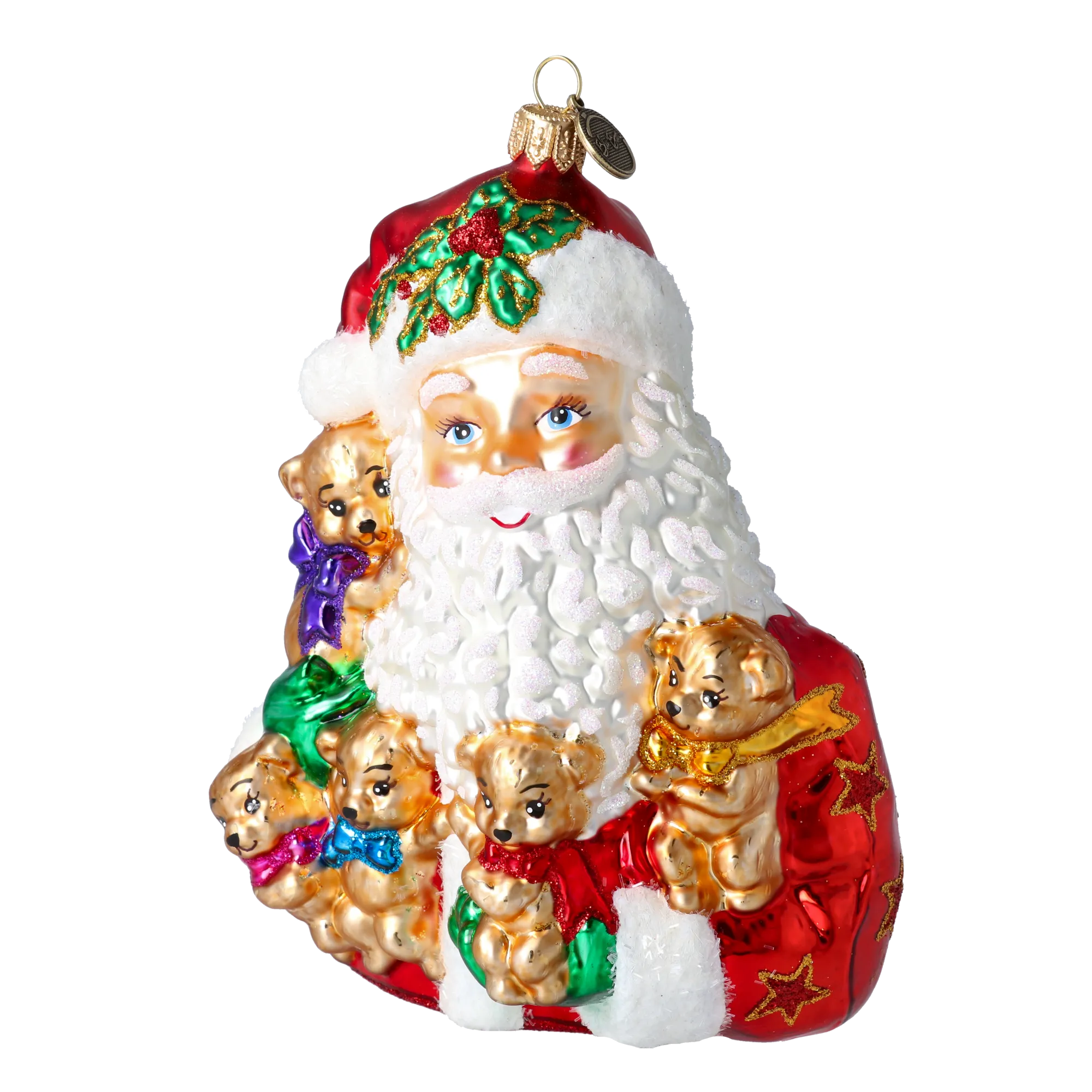 Teddy Bears Christmas Gathering Handmade Glass Christmas Ornaments Santa Claus 2020-347