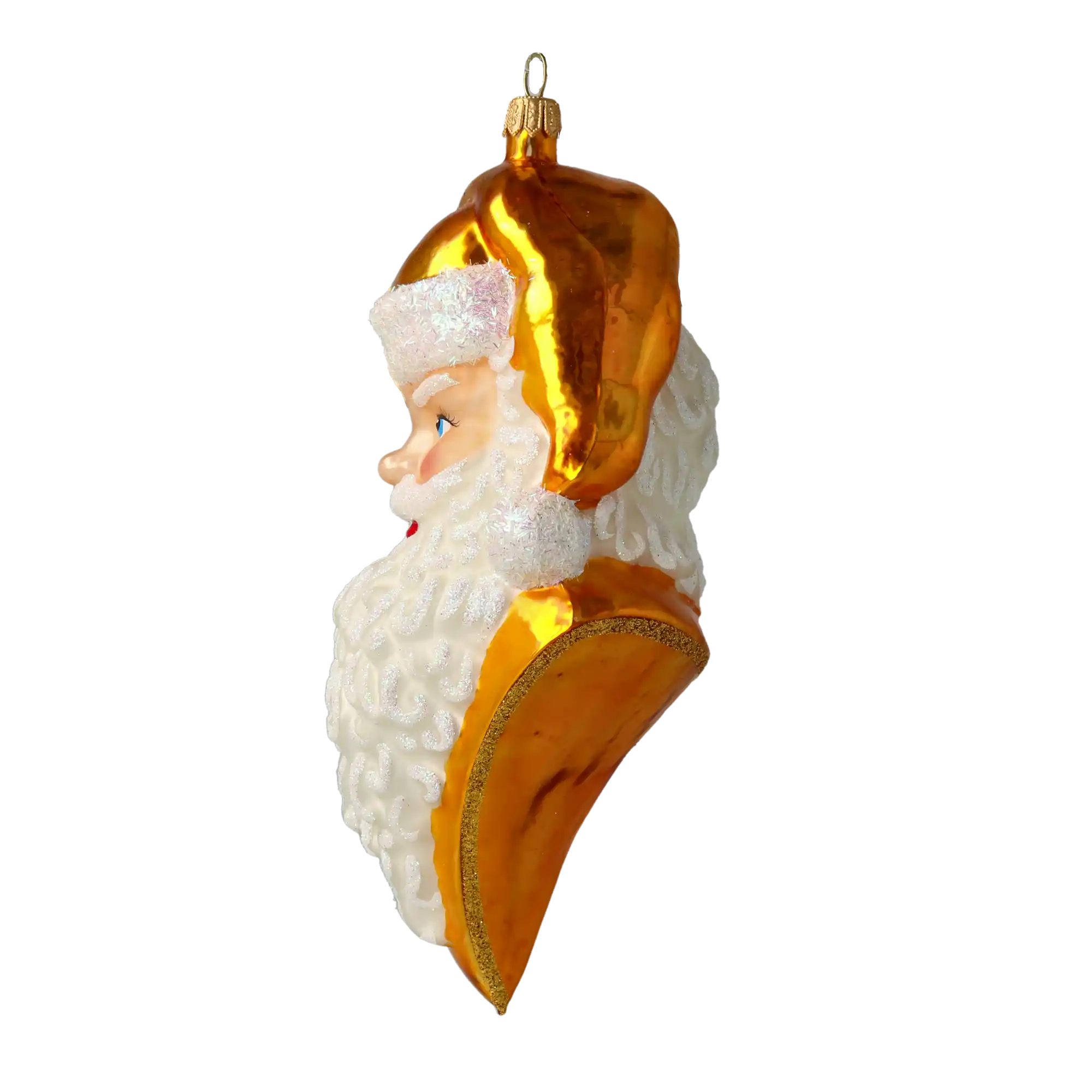 Złote Popiersie Świętego Mikołaja Szklana Ozdoba