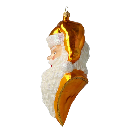 Złote Popiersie Świętego Mikołaja Szklana Ozdoba