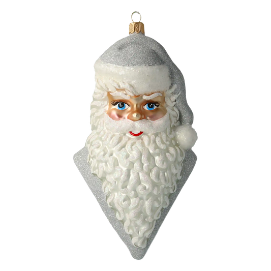 Srebrna Głowa Mikołaja Popiersie Szklana Ozdoba