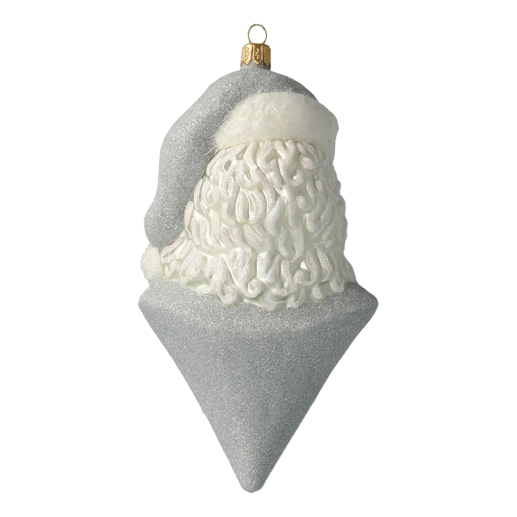 Srebrna Głowa Mikołaja Popiersie Szklana Ozdoba