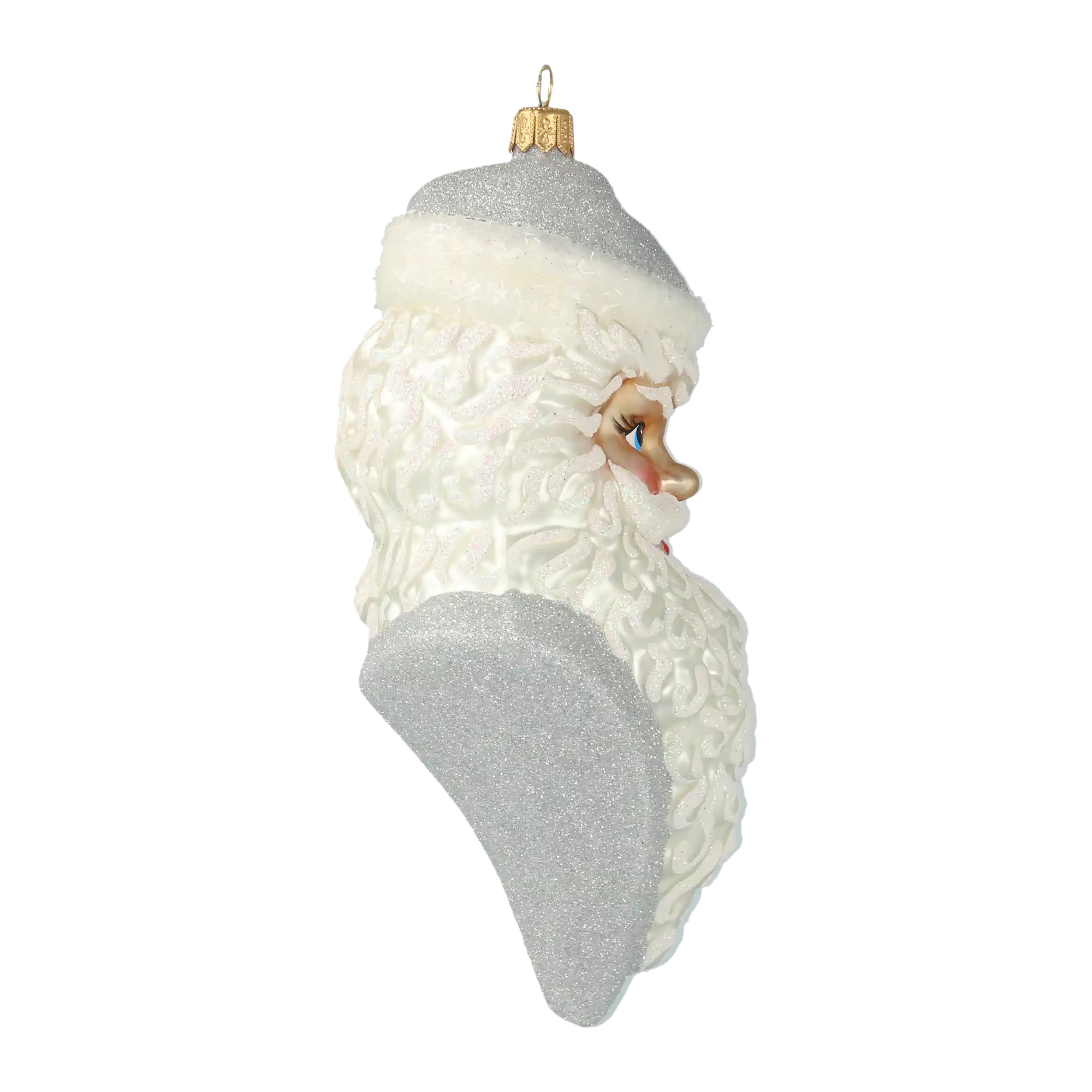 Srebrna Głowa Mikołaja Popiersie Szklana Ozdoba