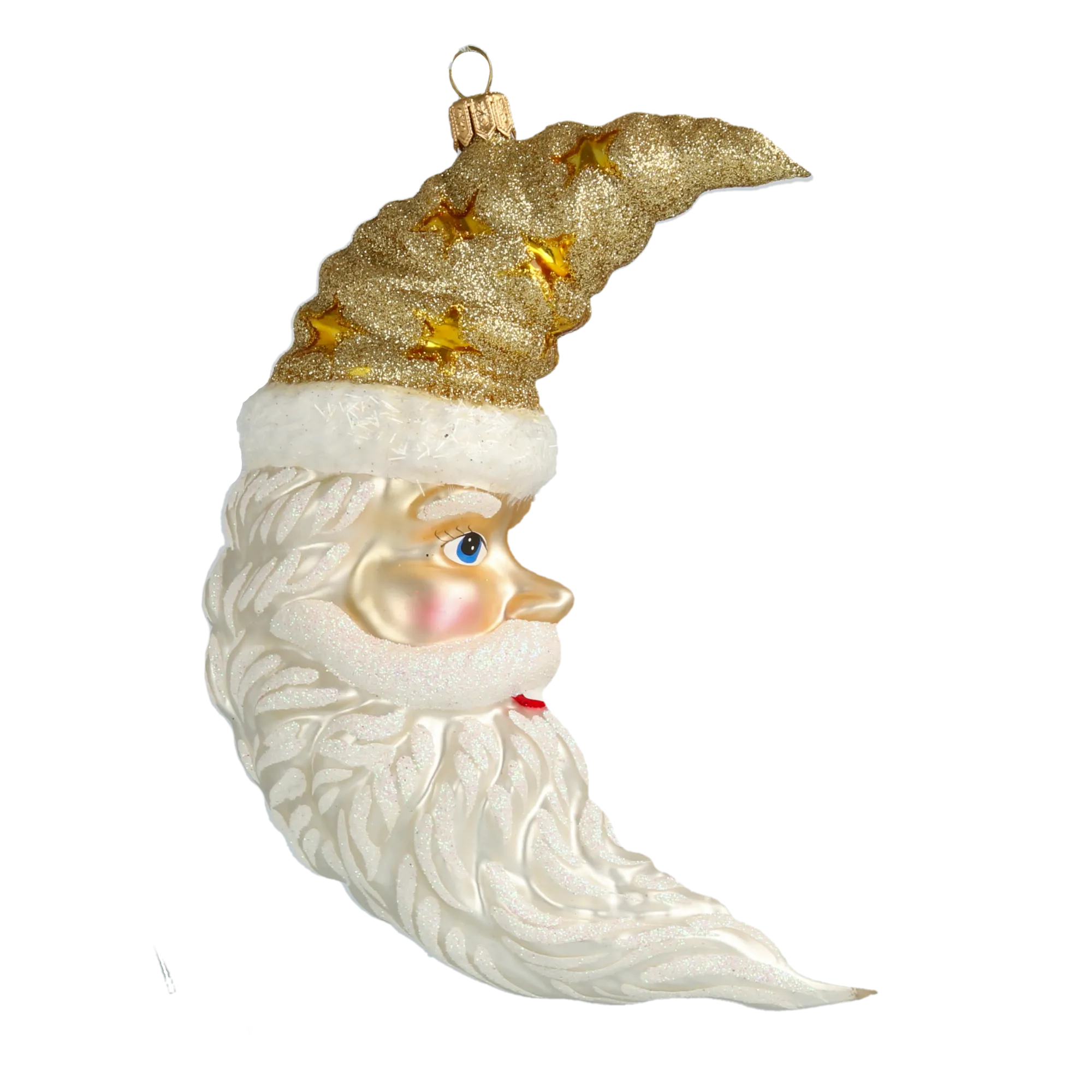 Golden Starlight Crescent Santa Premium christmas glass ornament 2020-360