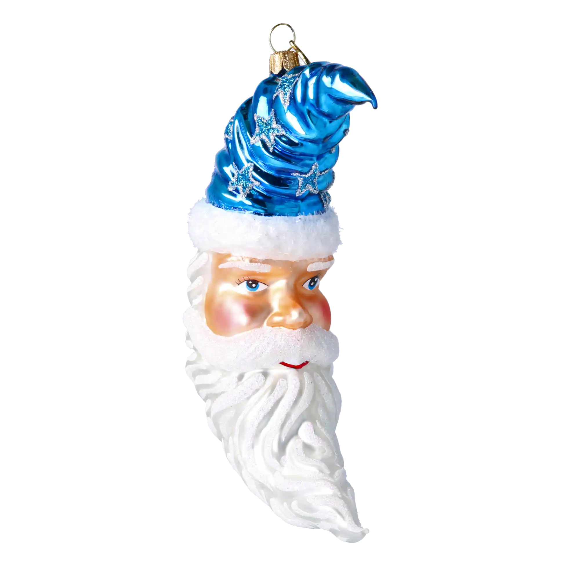 Niebieski Gwiazdor Mikołaj Księżyc Szklana Ozdoba