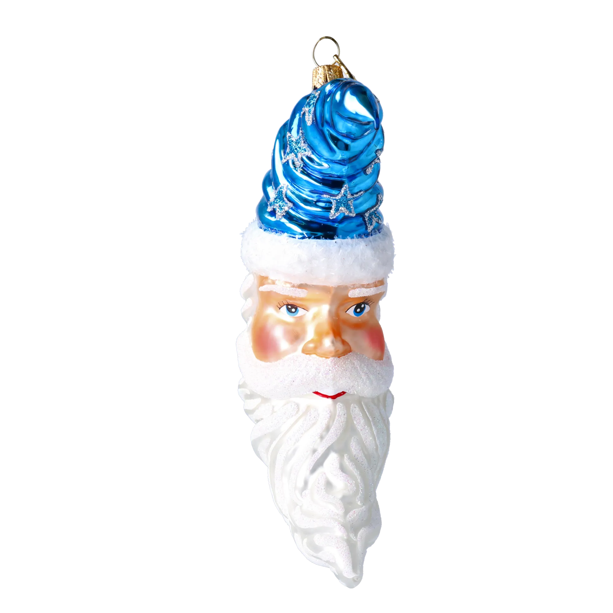 Starlit Azure Crescent Santa Premium christmas glass ornament 2020-362