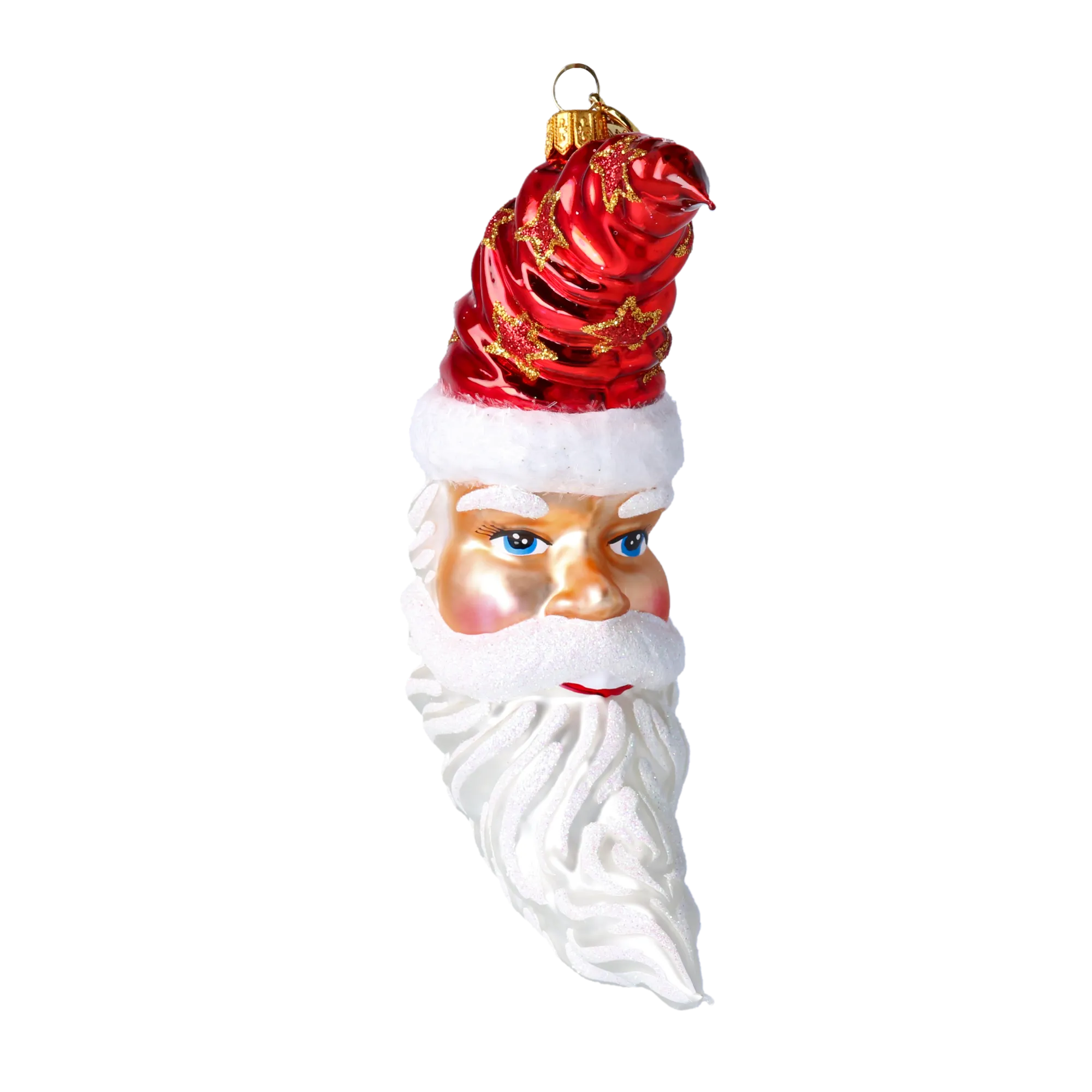 Santa Claus Moon on a Star Banner. Handcrafted Glass Christmas Ornament. 2020-363