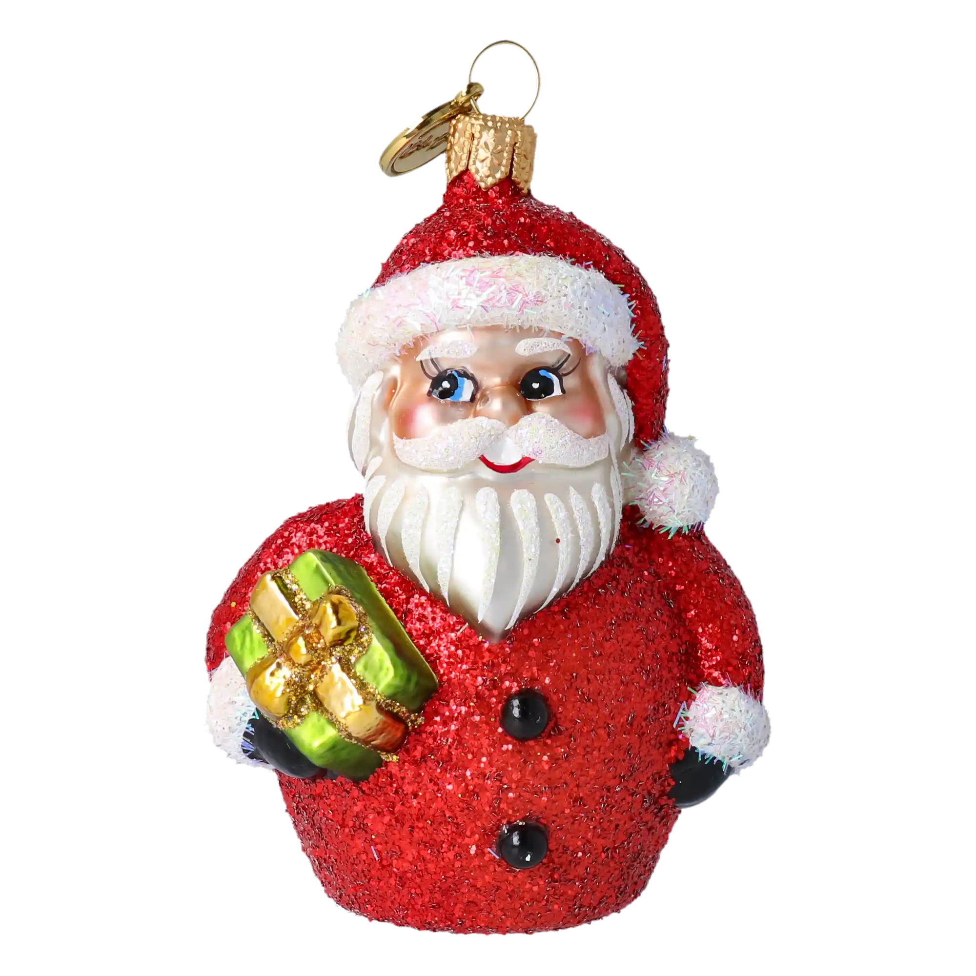 Mikołaj z prezentem Szklana Ozdoba Mikołajek