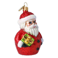Załaduj obraz do przeglądarki galerii, Mikołaj z prezentem Szklana Ozdoba Mikołajek
