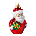 Załaduj obraz do przeglądarki galerii, Mały Mikołajek z prezentem Szklana Ozdoba
