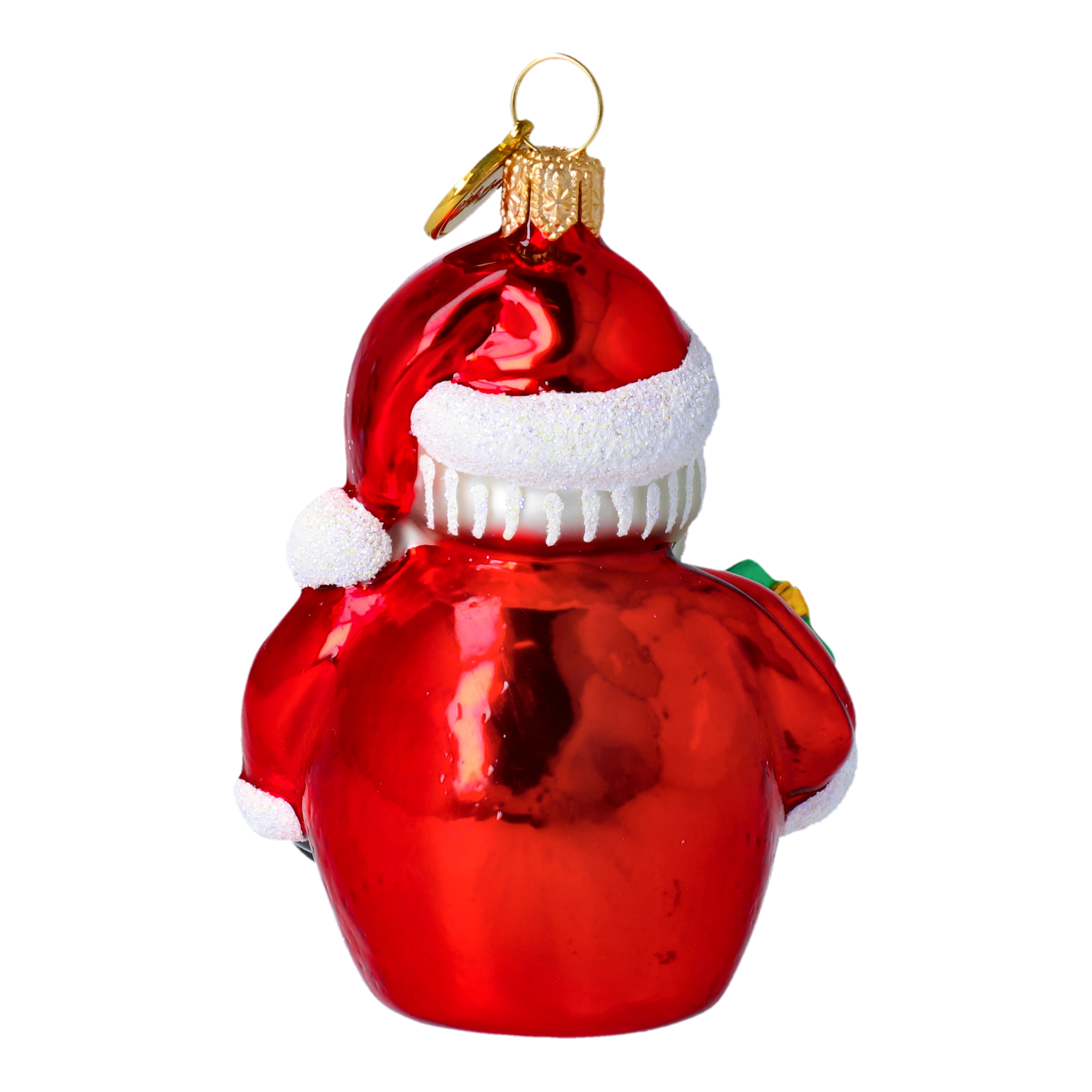 Mały Mikołajek z prezentem Szklana Ozdoba