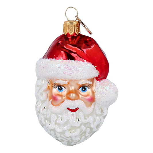 Głowa Mikołaja Szklana Ozdoba