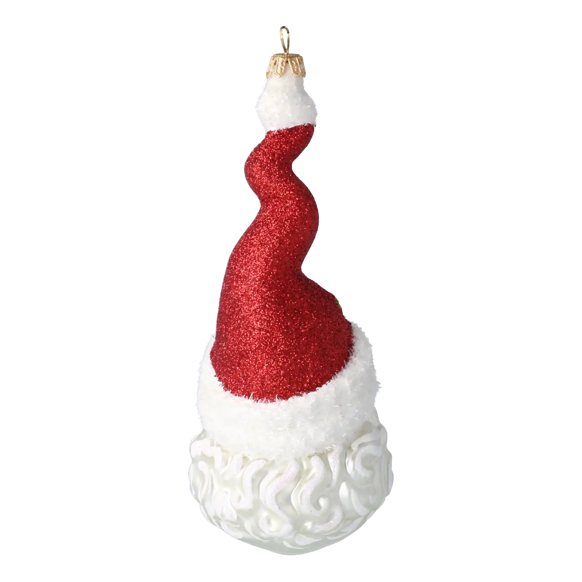 Mikołaj W Brokatowej Kręconej Czapce Szklana Ozdoba