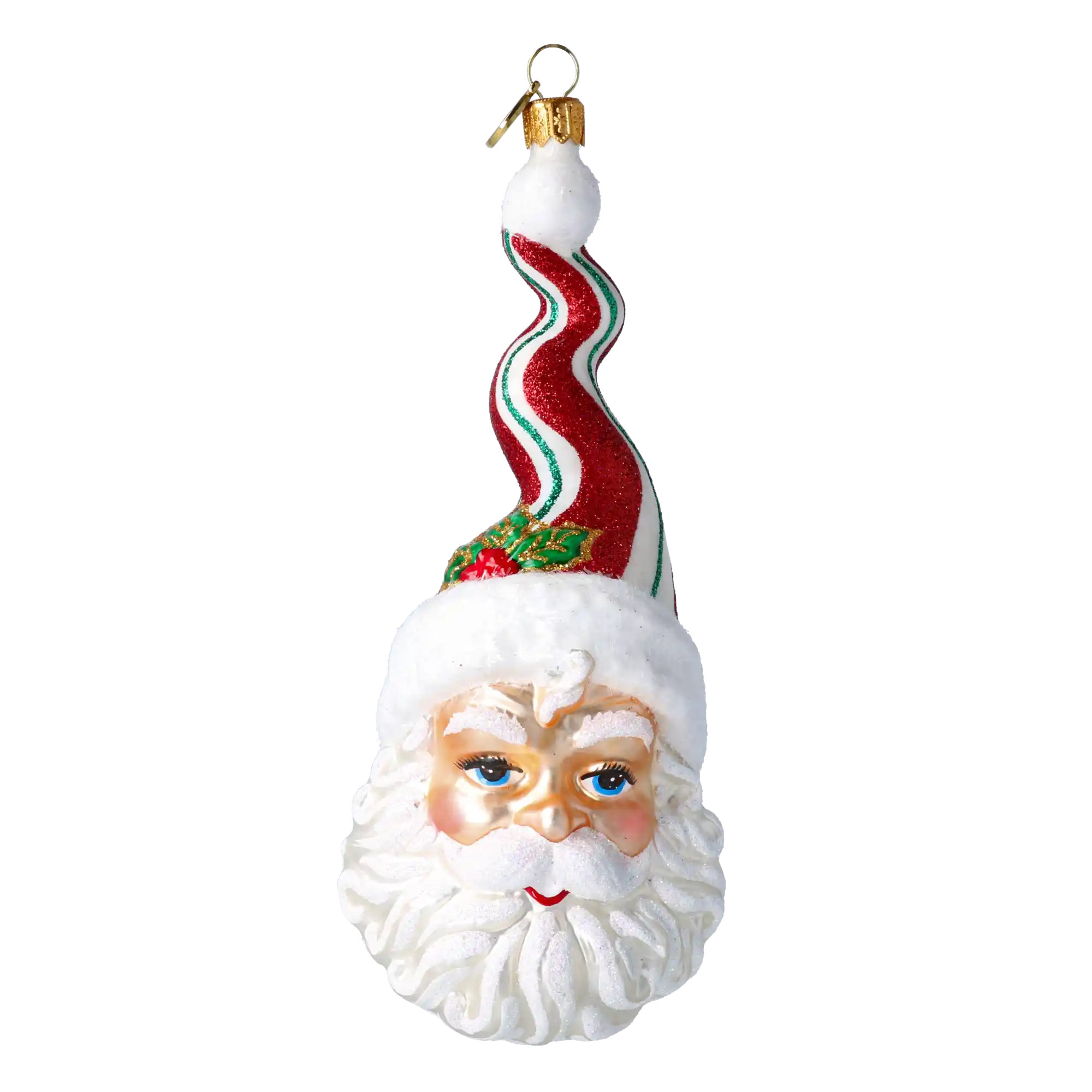 Cukierkowy Mikołaj W Kręconej Czapce Szklana Ozdoba