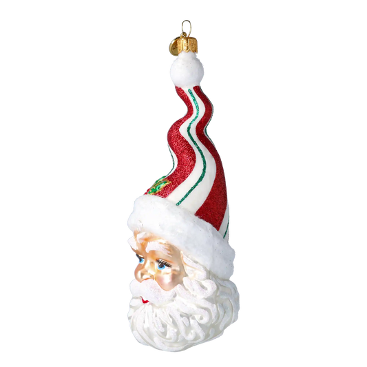 Cukierkowy Mikołaj W Kręconej Czapce Szklana Ozdoba