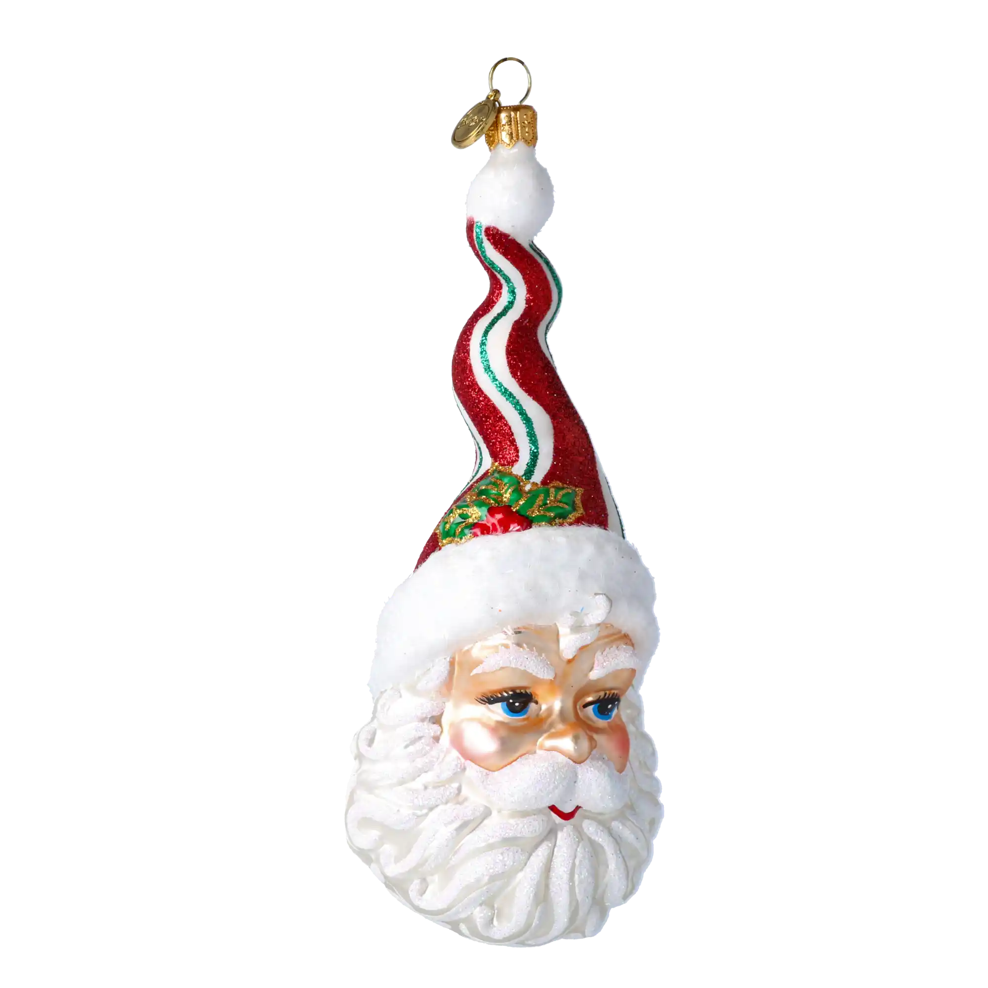 Cukierkowy Mikołaj W Kręconej Czapce Szklana Ozdoba