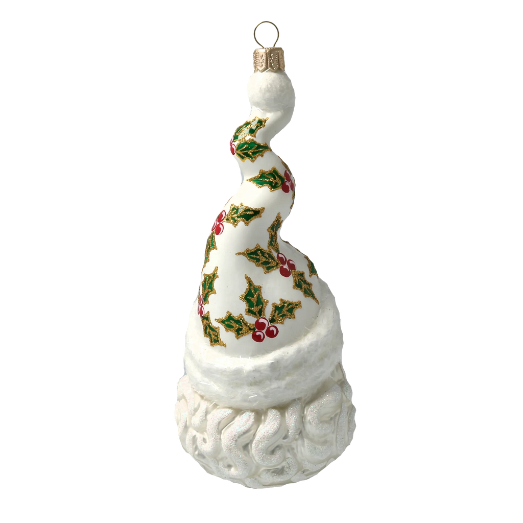 Serene Holly Spire | Hand-Painted Glass Ornament | Blubom 2020-378