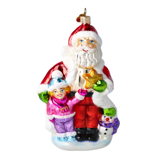 Mikołaj Z Dziećmi Szklana Ozdoba