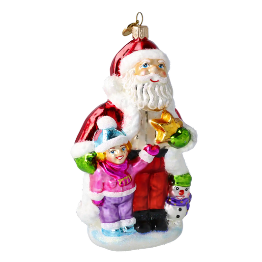 Mikołaj Z Dziećmi Szklana Ozdoba