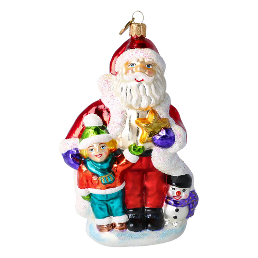 Mikołaj Z Dziećmi Szklana Ozdoba