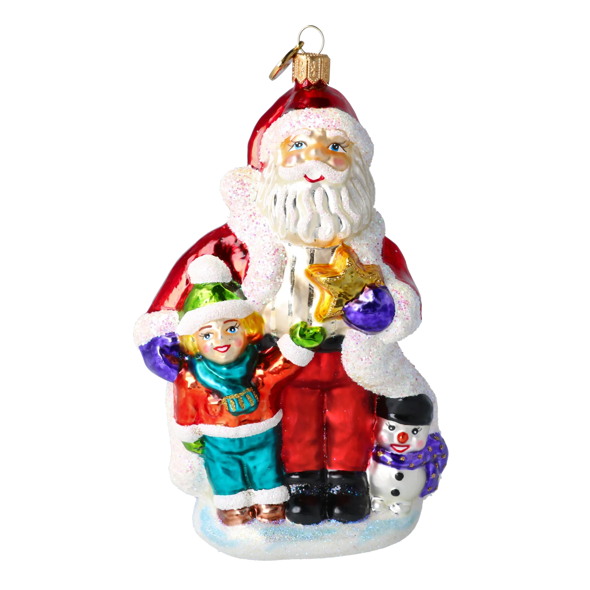 Crimson Santa and Starlight Child Premium christmas glass ornament 2020-386