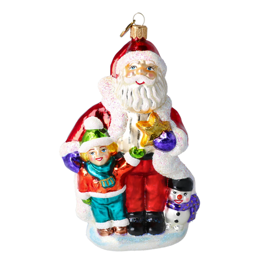 Crimson Santa and Starlight Child Premium christmas glass ornament 2020-386
