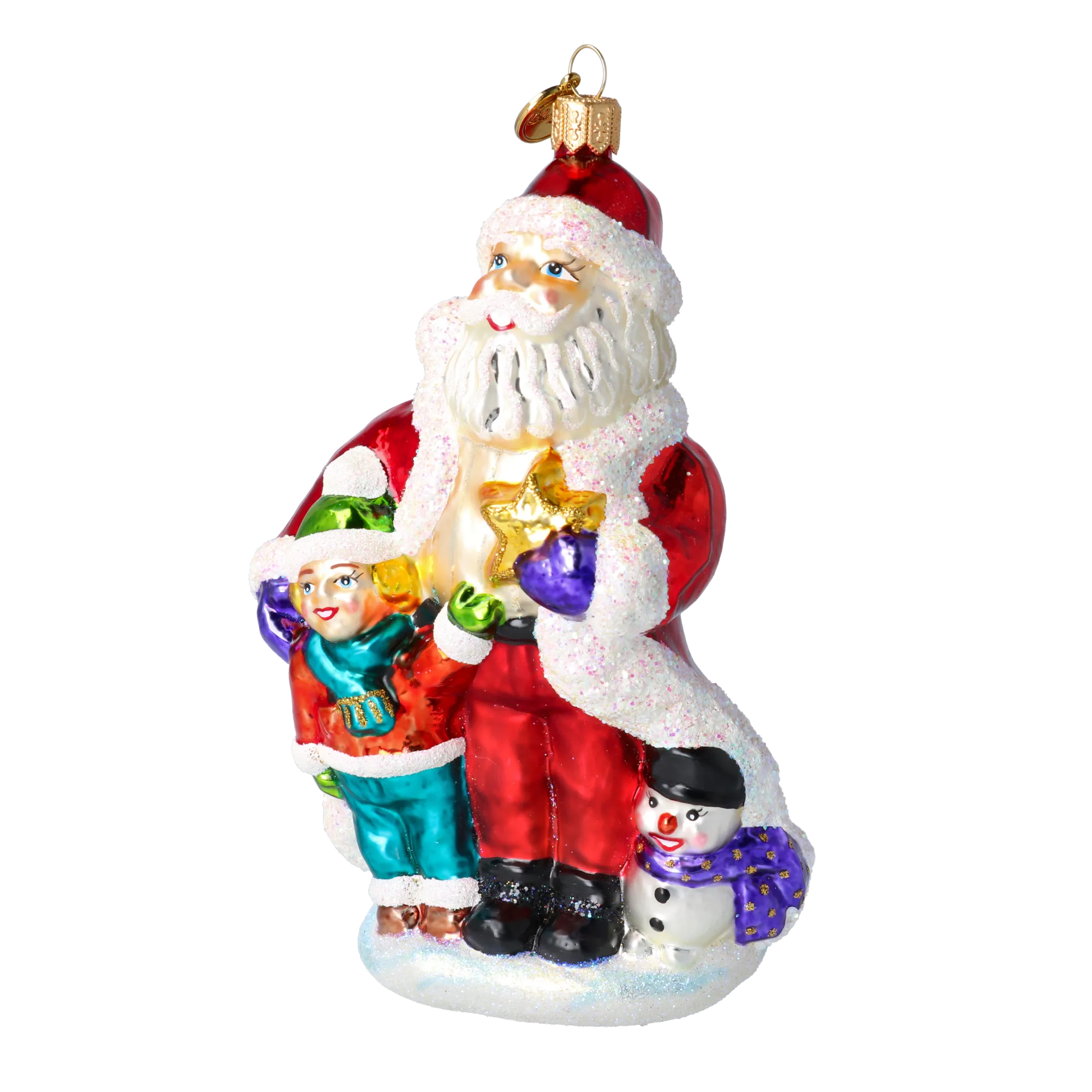 Crimson Santa and Starlight Child Premium christmas glass ornament 2020-386