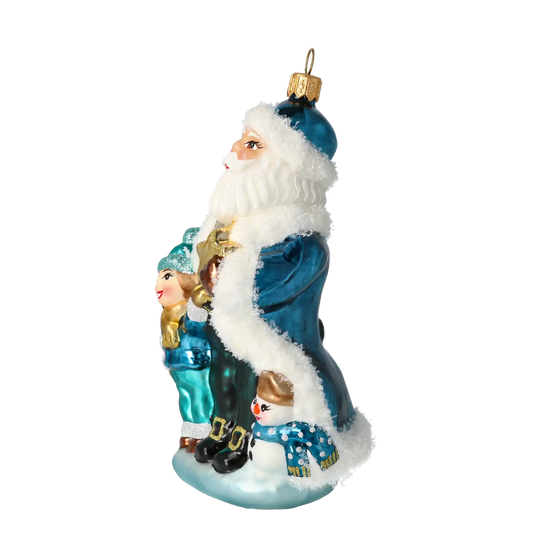 Mikołaj Z Dziećmi Szklana Ozdoba